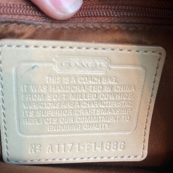 Coach Women’s Cream Pebbled Leather Penelope Ruffled Shouldered Satchel Bag: S-M - Picture 7 of 11